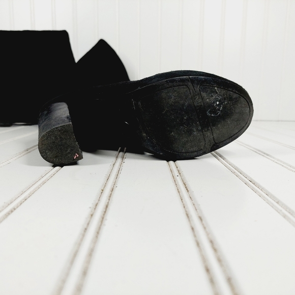 Nine West Camelot Knee High Black Suede Leather High Heeled Boots F760 - Picture 11 of 14